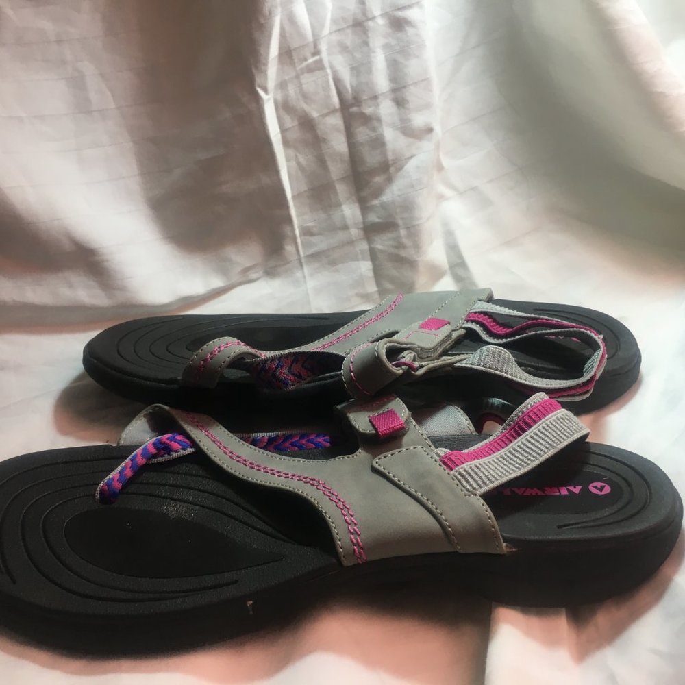 Women Size 11 Airwalk Sandals Gray Pink Blue - Picture 4 of 8